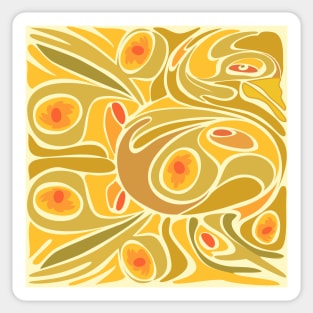 Rooster Pattern in Yellow Sticker